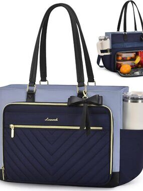 Lunch Bag, Tote Bag for Women with Insulated Lunch Compartment & Cup Holder, Ins